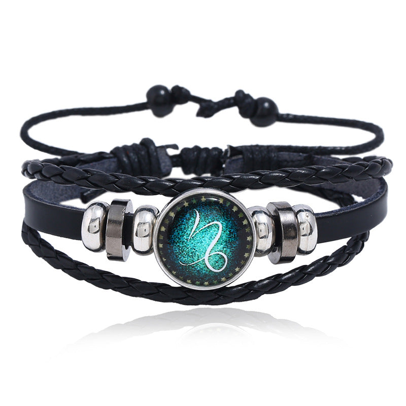 Wholesale Leather Luminous Zodiac Bracelet